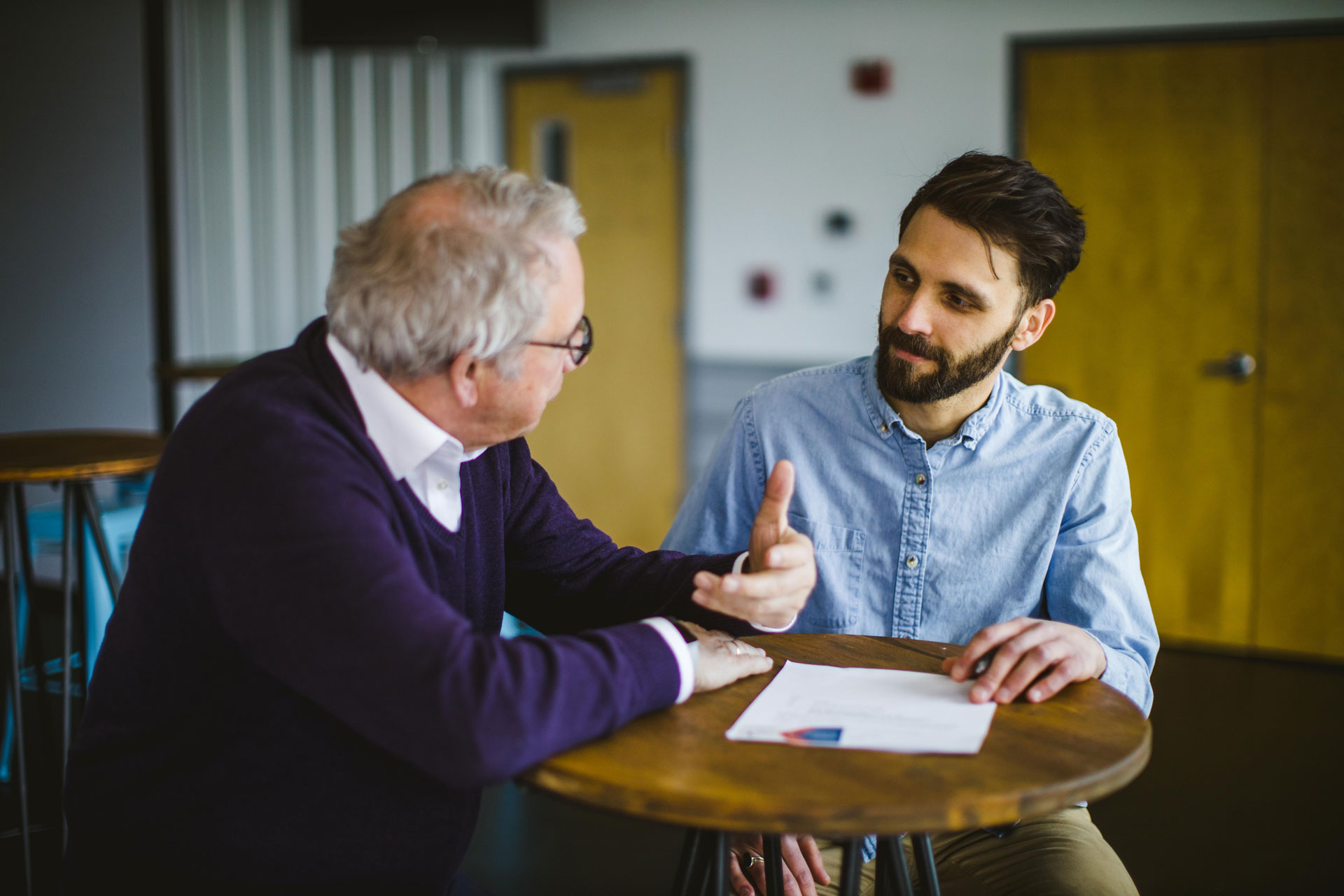 Image of Brett and Yan reviewing purpose and planning at Inzet